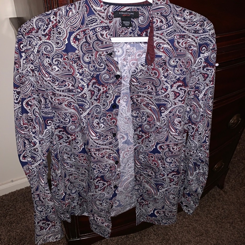 paisley button down long sleeve dress shirt